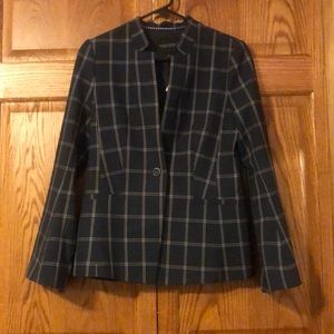 Banana Republic navy plaid jacket w bell sleeves 2